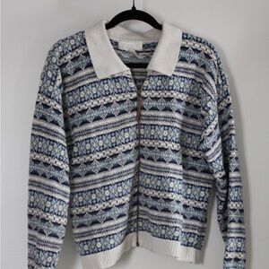 Patterned Blue and White Women's Sweater